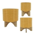 thumbnail image 7 of Sagebrook Home Ceramic 8" Textured Planter With Stand, Mustard, Round, Ceramic, Contemporary, 8"L X 8"W X 10"H, Solid Color, 7 of 7