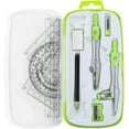 thumbnail image 1 of This 10-piece math and geometry set for students includes a shatterproof storage box, a ruler, protractor, compass, eraser, pencil sharpener, pencil lead, and pencil for drawing and drafting.,Green, 1 of 8