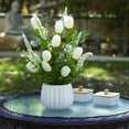 thumbnail image 2 of Enova Home Mixed Artificial Silk Tulip Flowers in White Ceramic Pot (Cream), 2 of 4
