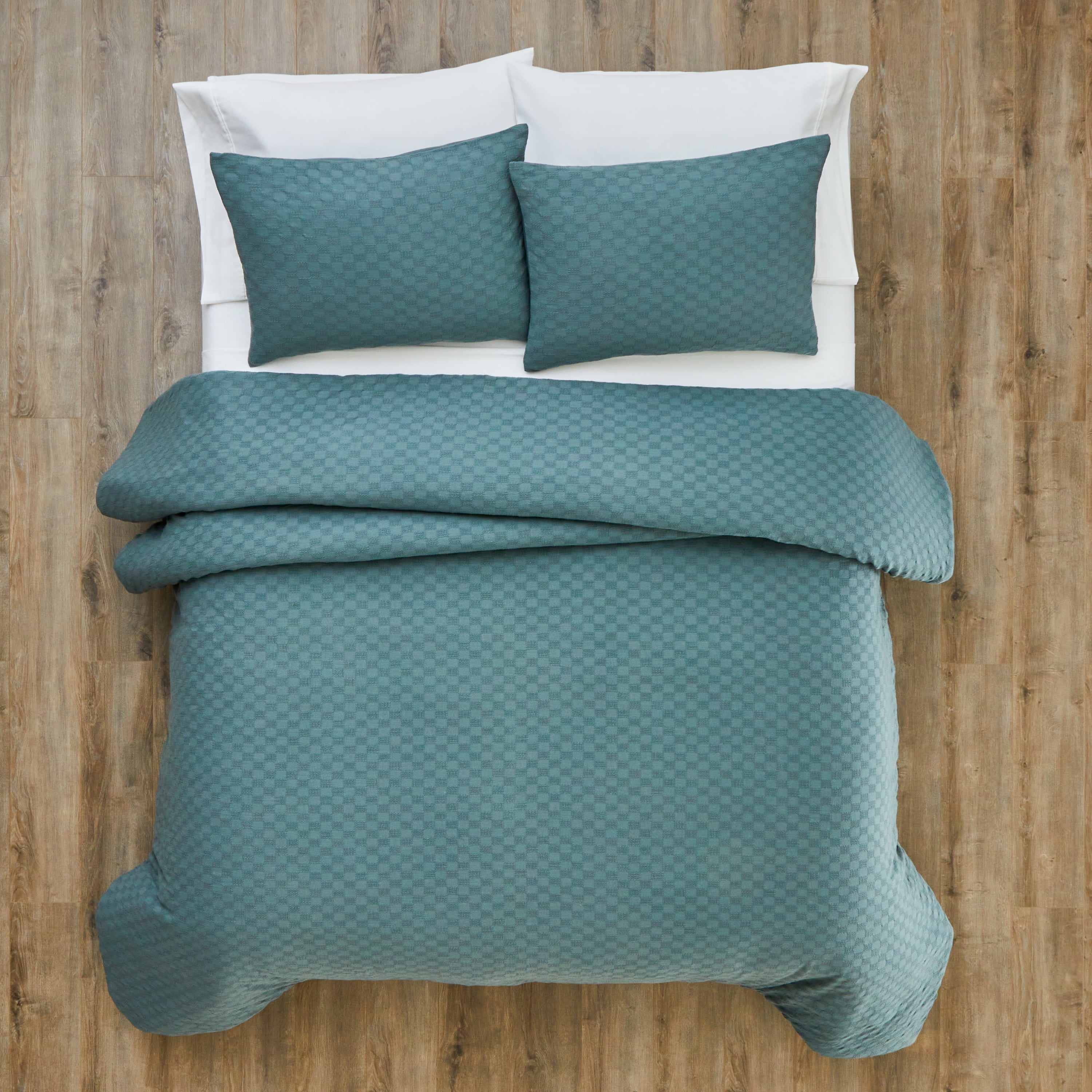Better Homes & Gardens King Comforter Set, 3-Piece, All-Season, Nimbus Blue Block Weave