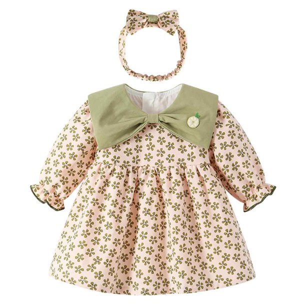 1 vestido de manga larga para bebé, vestido de princesa de manga larga para niña dulce de primavera y otoño