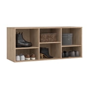 Tvilum Hyper Rectangle 6 Cubby Storage Entryway Bench, Jackson Hickory