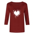 thumbnail image 4 of Tunique Grande Taille pour Femmes, Mode Printemps/été 2025, T-shirt à Manches 3/4, Col Rond, Vin TTTTG, 4 of 4