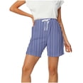 thumbnail image 2 of Asxite Womens Shorts Striped High Waisted Elastic Drawstring Summer Casual Loose Breathable, 2 of 4