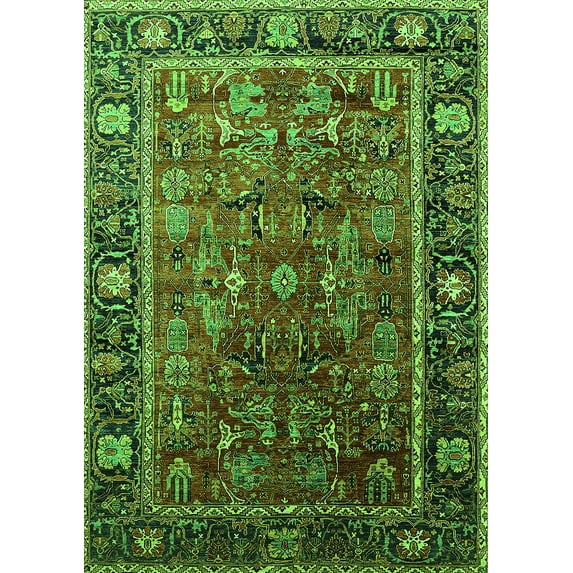 Ahgly Company Indoor Rectangle Oriental Green Traditional Area Rugs, 3' x 5'