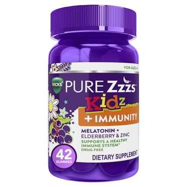 Vicks ZzzQuil Pure Zzzs Sleep Aid Kids Melatonin Gummies, Melatonin 1mg for Children, 42 Count