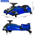 thumbnail image 3 of Historyli Powered Ride-Ons, 12V Ride On Drift Car,Electric Go-Kart with 7AH 45W Motor,Variable Speed Up to 5 Mph,Built-in Music,Colorful Tail Led Lights,USB,and Low-Power Alarm,Max Load 110 Lbs,Blue, 3 of 6