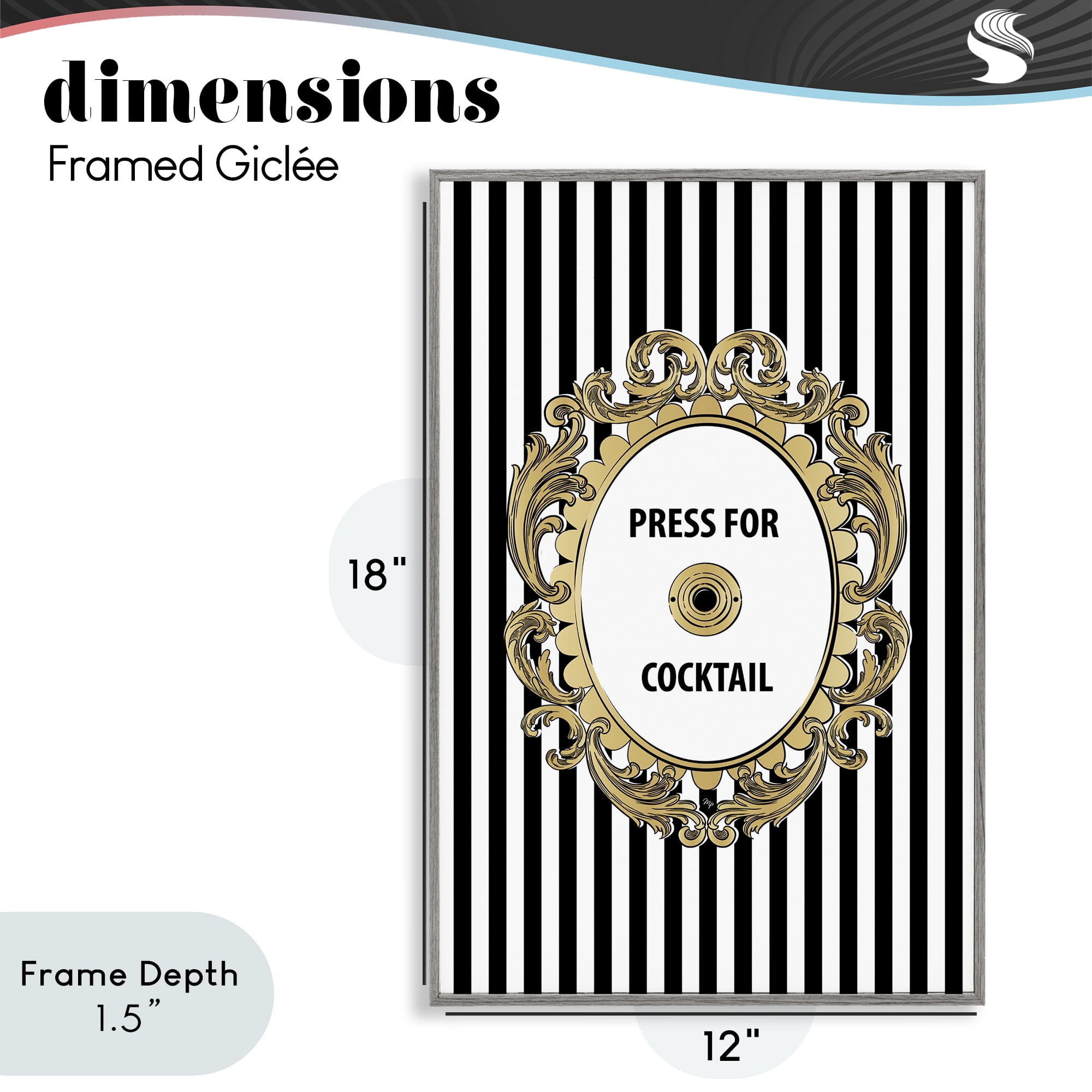 Stupell Industries Press For Cocktail Celebration Gray Framed Giclee Art, design by Martina Pavlova