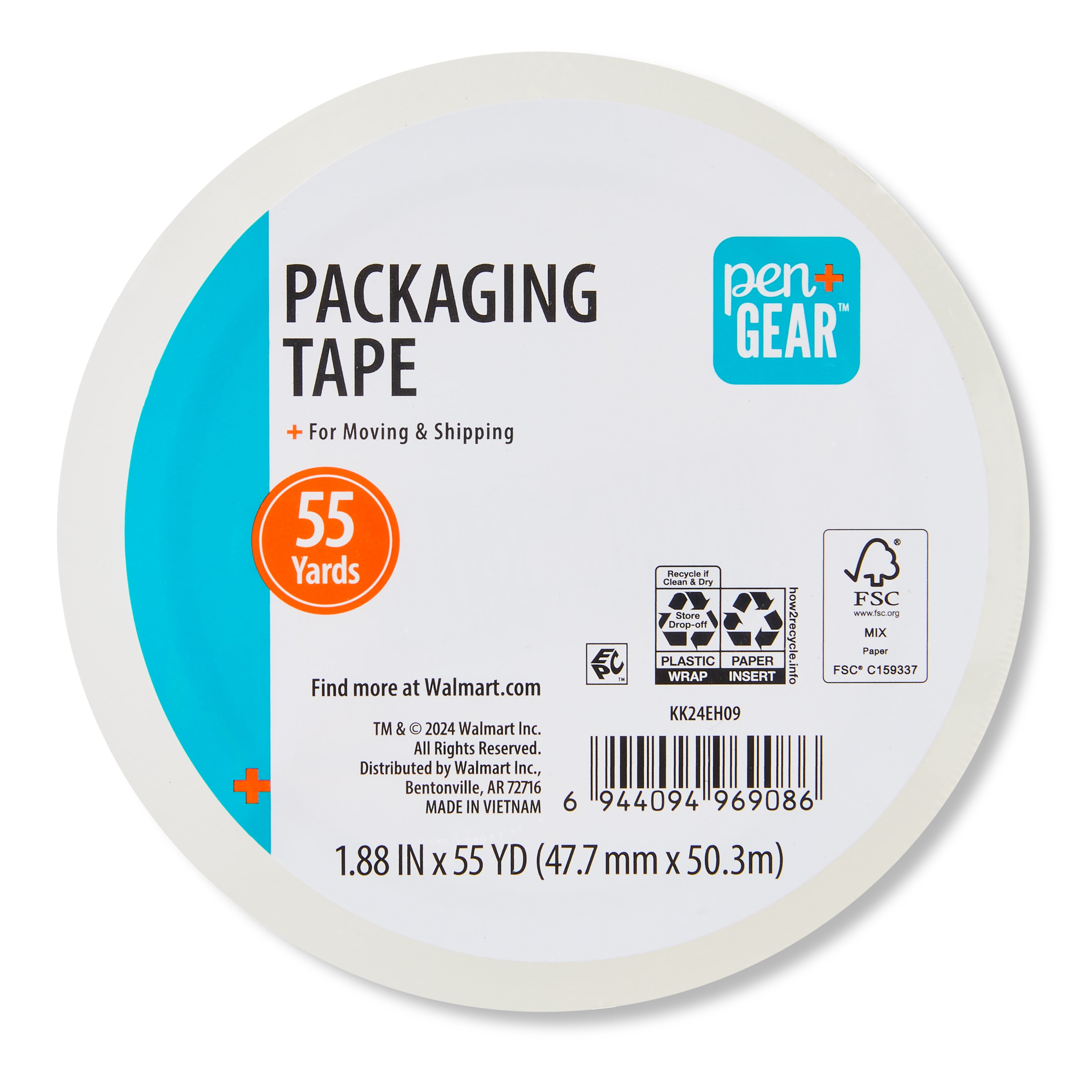 (3 pack) Pen+Gear Packaging Tape, Clear, 1.88 in x 55 Yard,1 Roll, Can Be Used for Shipping, Packaging, Sealling