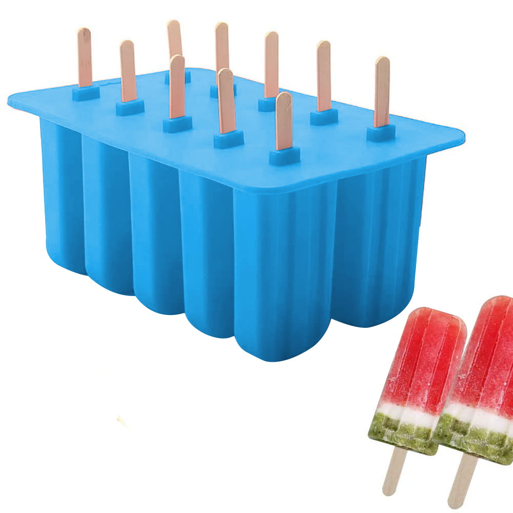 Doitsa 1 x Silicone Popsicle Ice Lolly Mould blue Silicone Cat Face Shape 14.5x9.5x2.5cm with 20 x Wooden Sticks