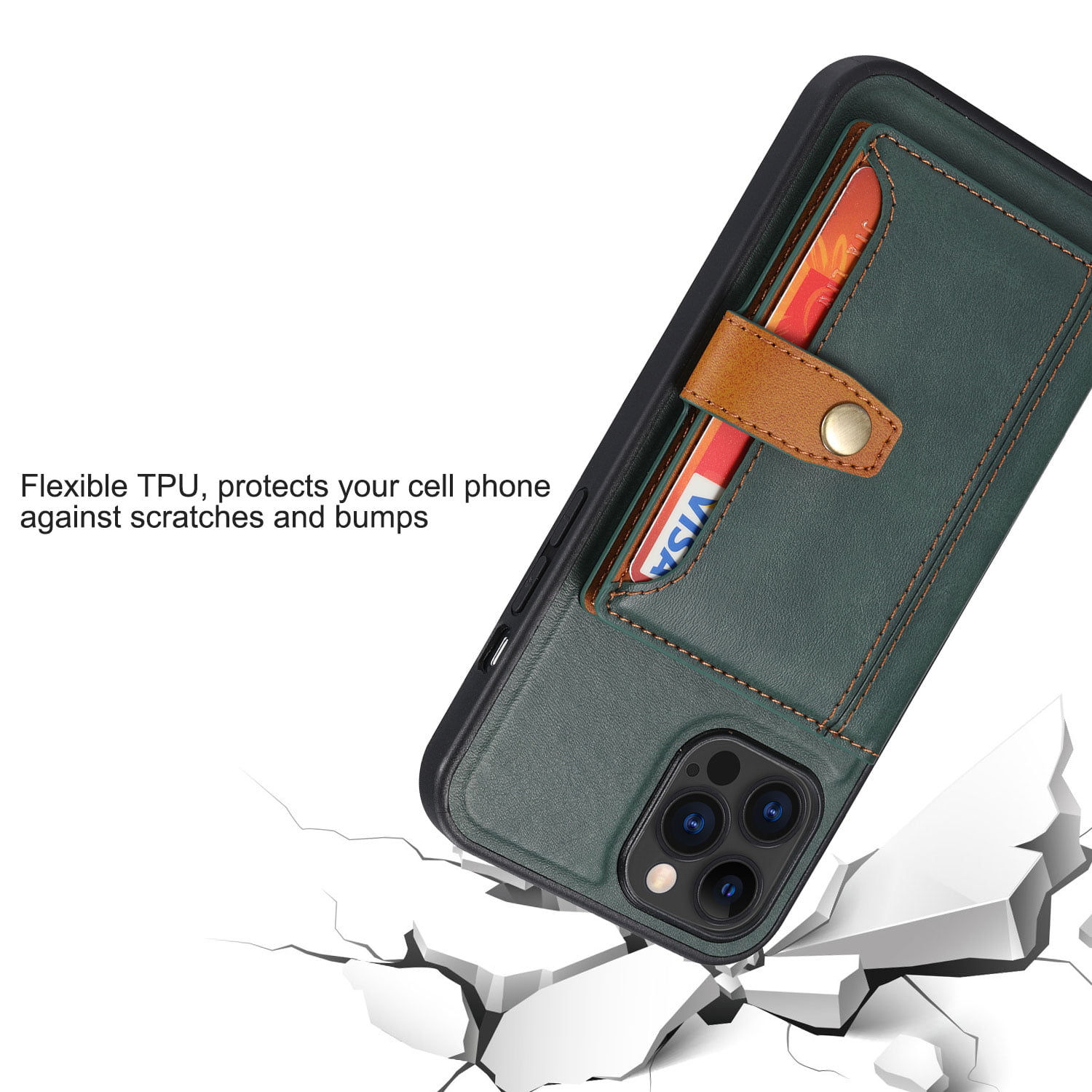 Cardholder Case for iPhone 14 Pro Max in Genuine Python - Borsalino Brown /  Steel 316