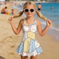 thumbnail image 6 of FOR U DESIGNS Girls One Piece Swimsuit with Skirt Comfortable Bathing Suit Swimwear Modest Beach Swim Dress for 3T-13Y, Spliced Flower, 6 of 7