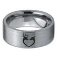 thumbnail image 2 of Tungsten Deer Love Band Ring 8mm Men Women Comfort Fit Gray Flat Cut Brushed Polished, 2 of 4