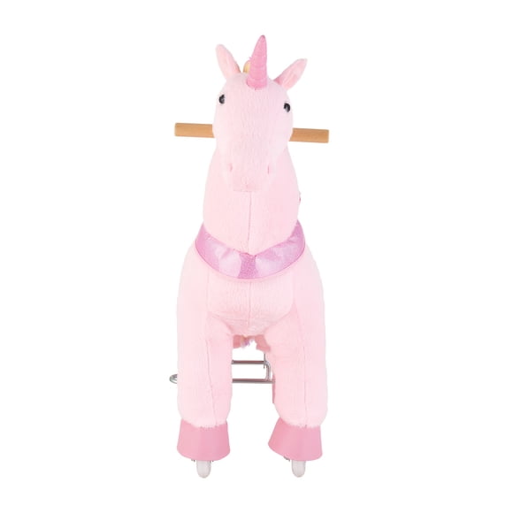 KFFKFF Ride On Horse, Riding Pink Unicorn Toys for Kids, No Battery Required, Smooth Wheels with Anti-Roll Stop Ring,110 lbs Max Load Capacity for Ages 3-8