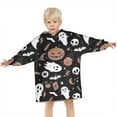 thumbnail image 3 of Spooky Halloween Icons Pattern Blanket Hoodies for Kids 6-13YR Oversize Wearable Blanket Hoodies for Boys Girls Teens, 3 of 7