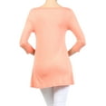 thumbnail image 4 of Women's Solid Basic Casual Side Button Trim Round Neck Blouse Shirt Tunic Top, 4 of 5