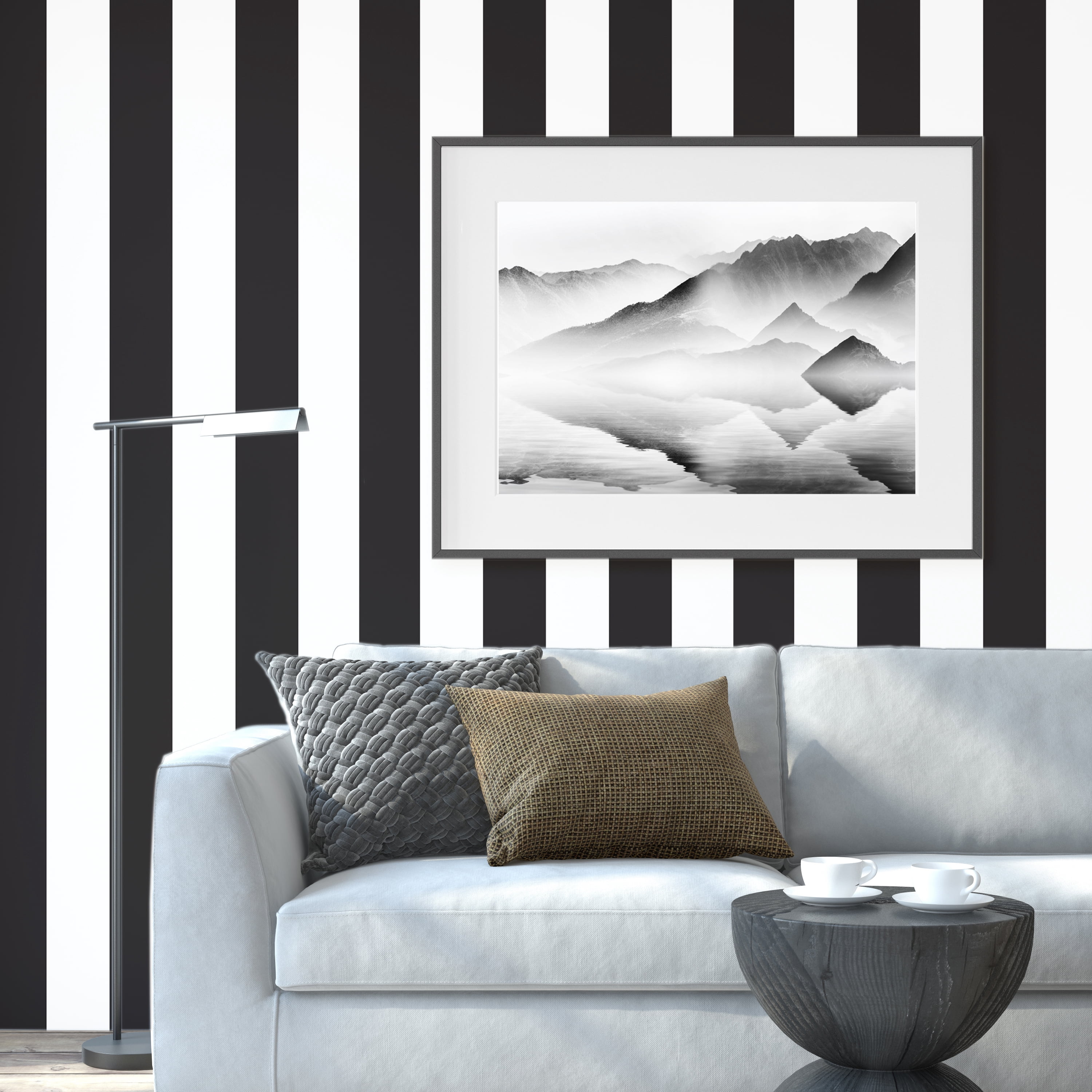 Simplify Striped Adhesive Wallpaper in Black and White