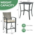 thumbnail image 2 of Patiojoy 3-Piece Patio Rattan Furniture Set Outdoor Bistro Set Cushioned Chairs & Table Set Gray, 2 of 5