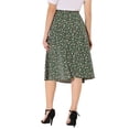 thumbnail image 3 of Unique Bargains Jupe Midi Évasée pour Femmes avec Ceinture, Vert, TG, 3 of 6