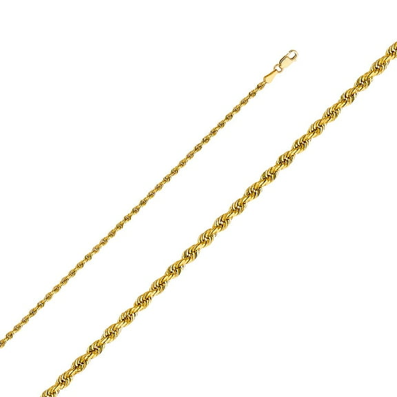Dimaya Fine Jewelry 14K Yellow Gold 2.5-mm Diamond-Cut Solid Rope Chain