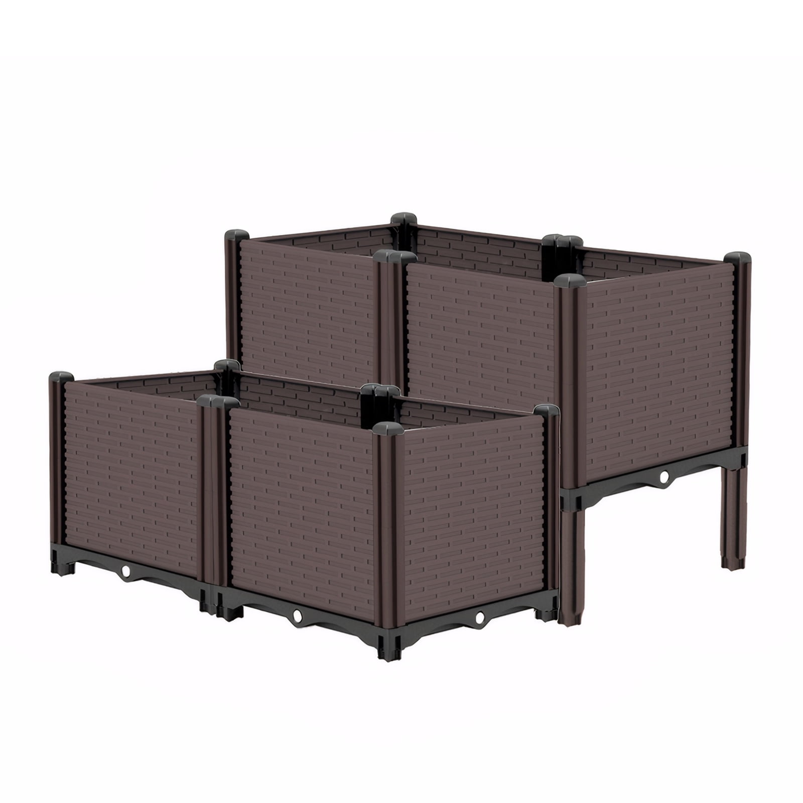 AsterOutdoor Raised Garden Beds Outdoor, Planter Boxes Outdoor Garden Box with Drain Outlet, polypropylene 440lb Capacity, 31.5x31.5x19.6in
