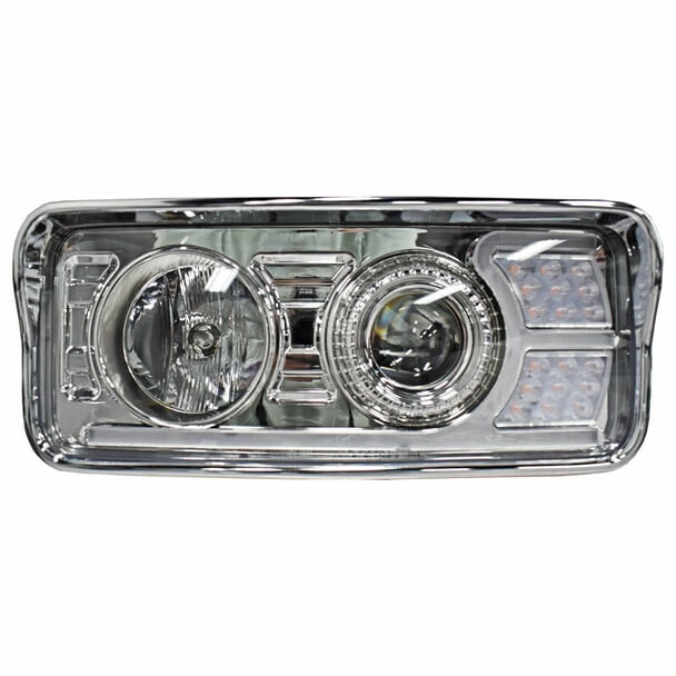 Kenworth W900 T800 T600 Chrome Projector Headlights With LED Amber Turn
