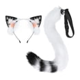 thumbnail image 4 of BELOVING Serre-Tête Oreilles de Chat et Accessoire de Costume à Longue Queue pour Jeu de Rôle de Carnaval Blanc Noir, 4 of 10
