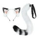 thumbnail image 4 of Diadema con orejas de gato y cola, orejas de animales, regalos divertidos de Halloween, vestido con orejas de felpa, accesorios de disfraz con orejas Blanco negro Yinane  Cola, 4 of 8