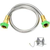 3FT Short Garden Hose Female to Female – Stainless Steel Leader Hose for Hose Reel, Kink-Free Flexible Metal Water Hose, Leakproof Heavy Duty for Outdoor Garden, Car, Pet Washing