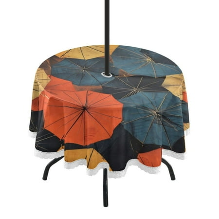 

Round Tablecloth 60*60 Inches Round Tablecloth Outdoor Style Tablecloth With Umbrella Holes Tablecloth Outdoor Suitable For Kitchens and Dining Rooms Multicolor Umbrella
