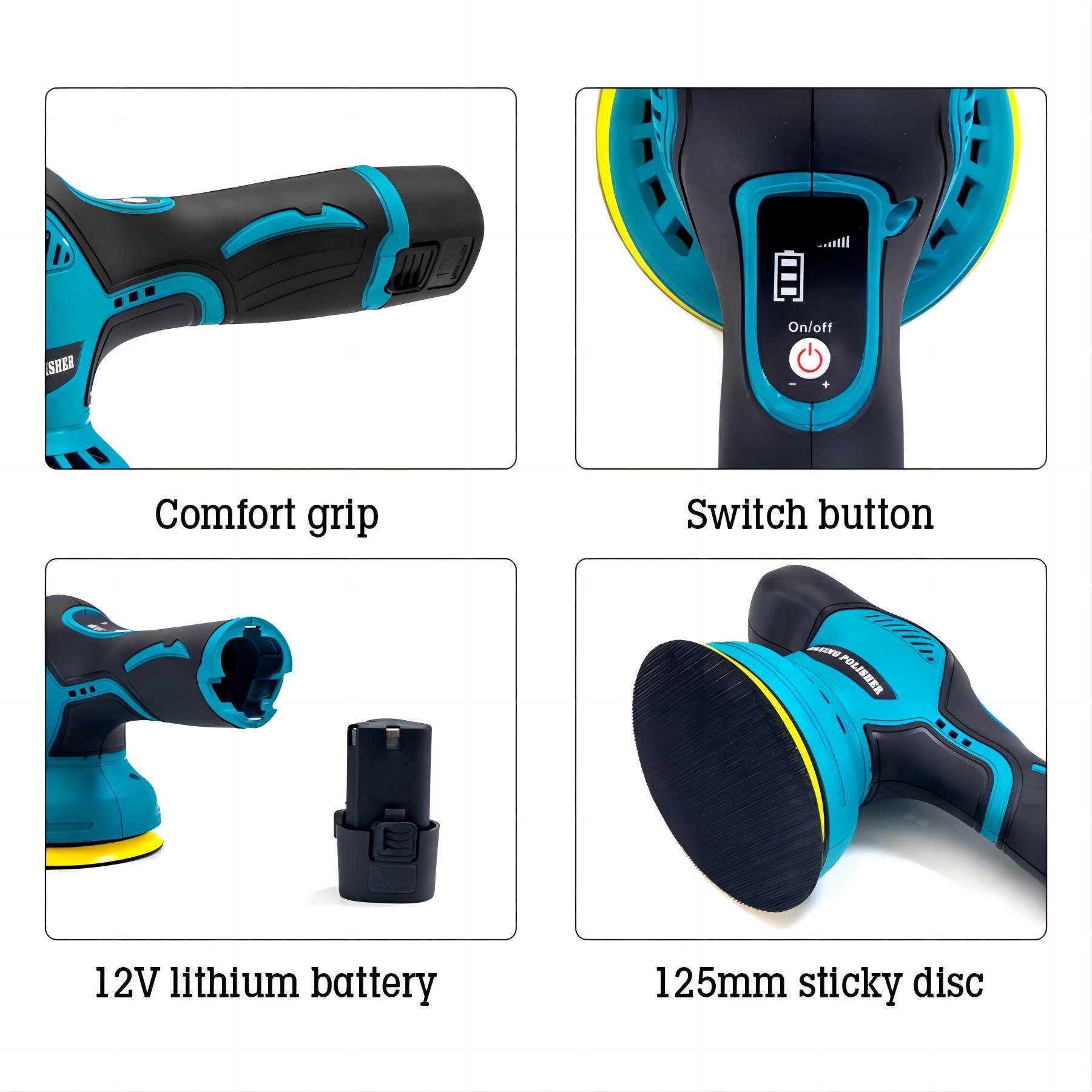 Hanru Cordless Car Buffer Polisher, Car Waxer with 2pcs 12V Lithium Rechargeable Battery, Polisher with Variable Speed, Portable Polisher Kit, Car Detailing Kit for Buffer/Polisher/sander