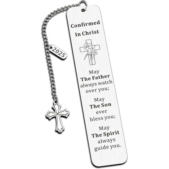 Christian Bookmarks - Confirmation Gifts for Girls & Boys, Baptism & First Communion Gifts, Silver Stainless Steel, 1 Piece