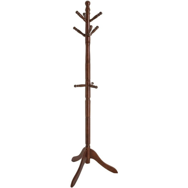 VASAGLE Free Standing Hall Coat Tree with 10 Hooks for Coats, Dark