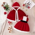 thumbnail image 2 of Glisme Toddler Girls Outfits Sleeveless Christmas Velvet Vest Dress Hooded Robe Cape Set Red Girl Softness Suit/9-12 Months, 2 of 7