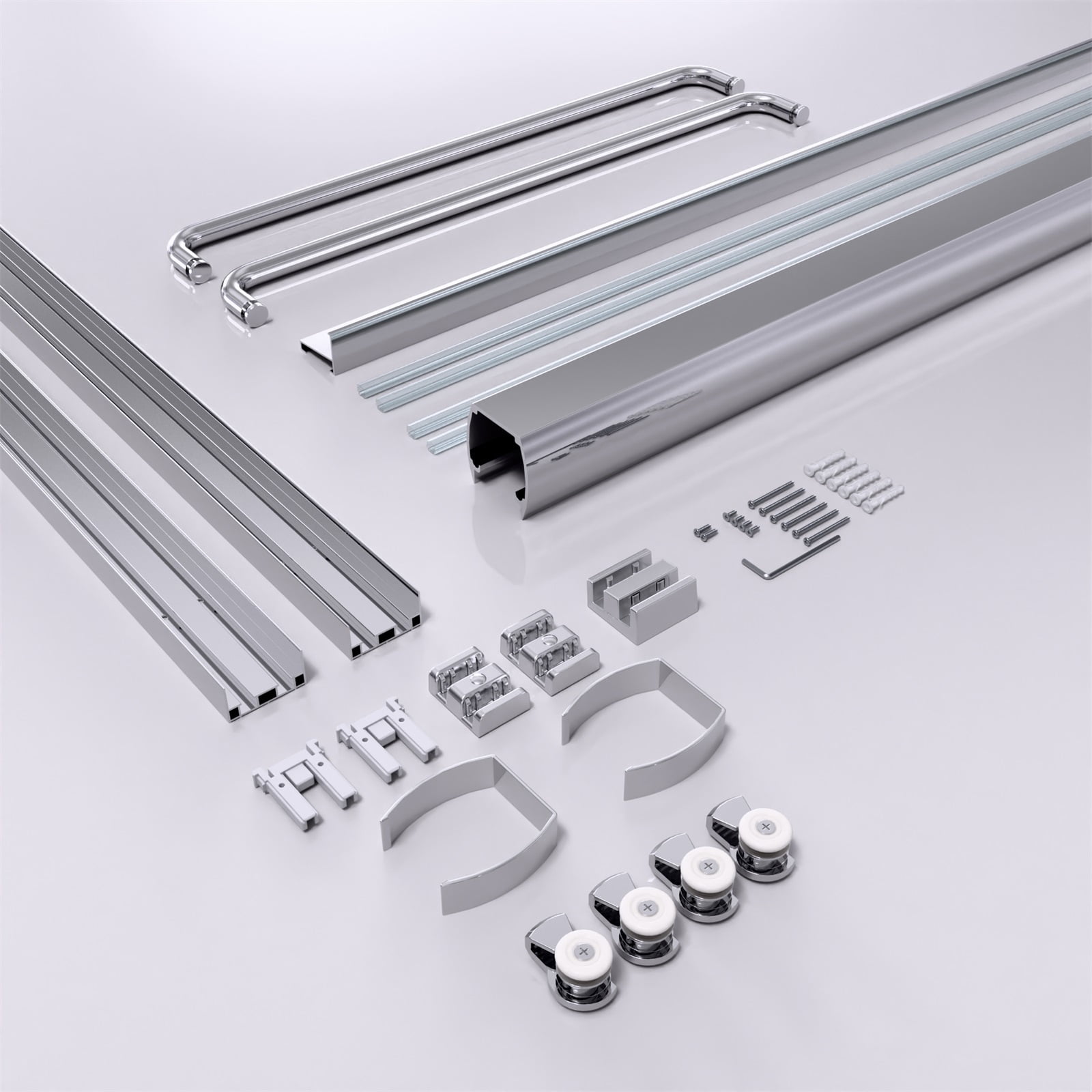 Hommoo 56"-60"W x 72"H Semi-Frameless Double Sliding Shower Door, Bypass Shower Door, 1/4" Thick SGCC Tempered Glass Door, Chrome