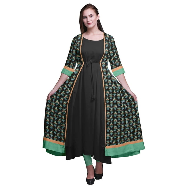 Bimba Kurtis Indiennes pour Femmes Tenue de Fête Anarkali Kurta Imprimée Évasée Kurti Ethnique