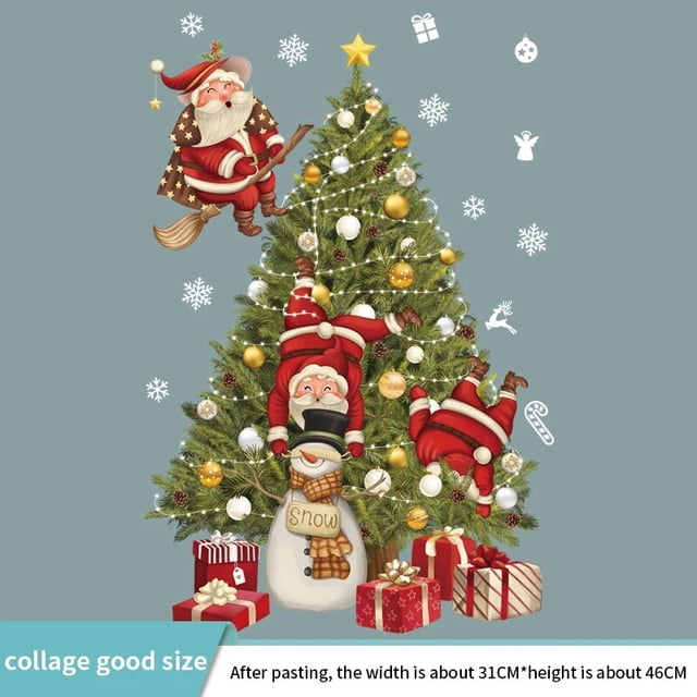Pegatinas de Papá Noel para Skateboarding, decoración navideña, calcomanías de vidrio para ventana, árbol de Navidad, decoración del hogar