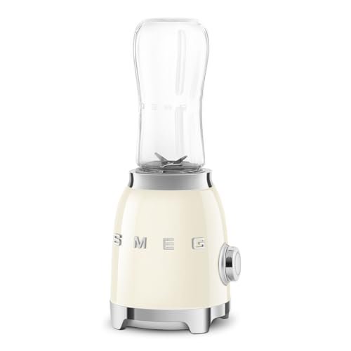 SMEG 50's Retro Style Personal Blender with Backlit Knob and Two 600 ML BPA Free bottles PBF01CRUS Cream