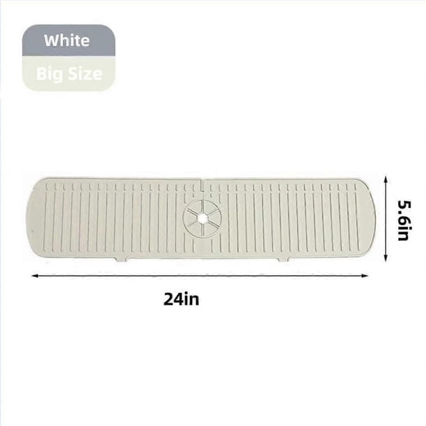Large Kitchen Sink Splash Guard, 24 Inch (Approx. 61.0 cm) Faucet Pad Splash Guard, Handle Drip Catcher Tray, Bathroom Countertop Protection (White)