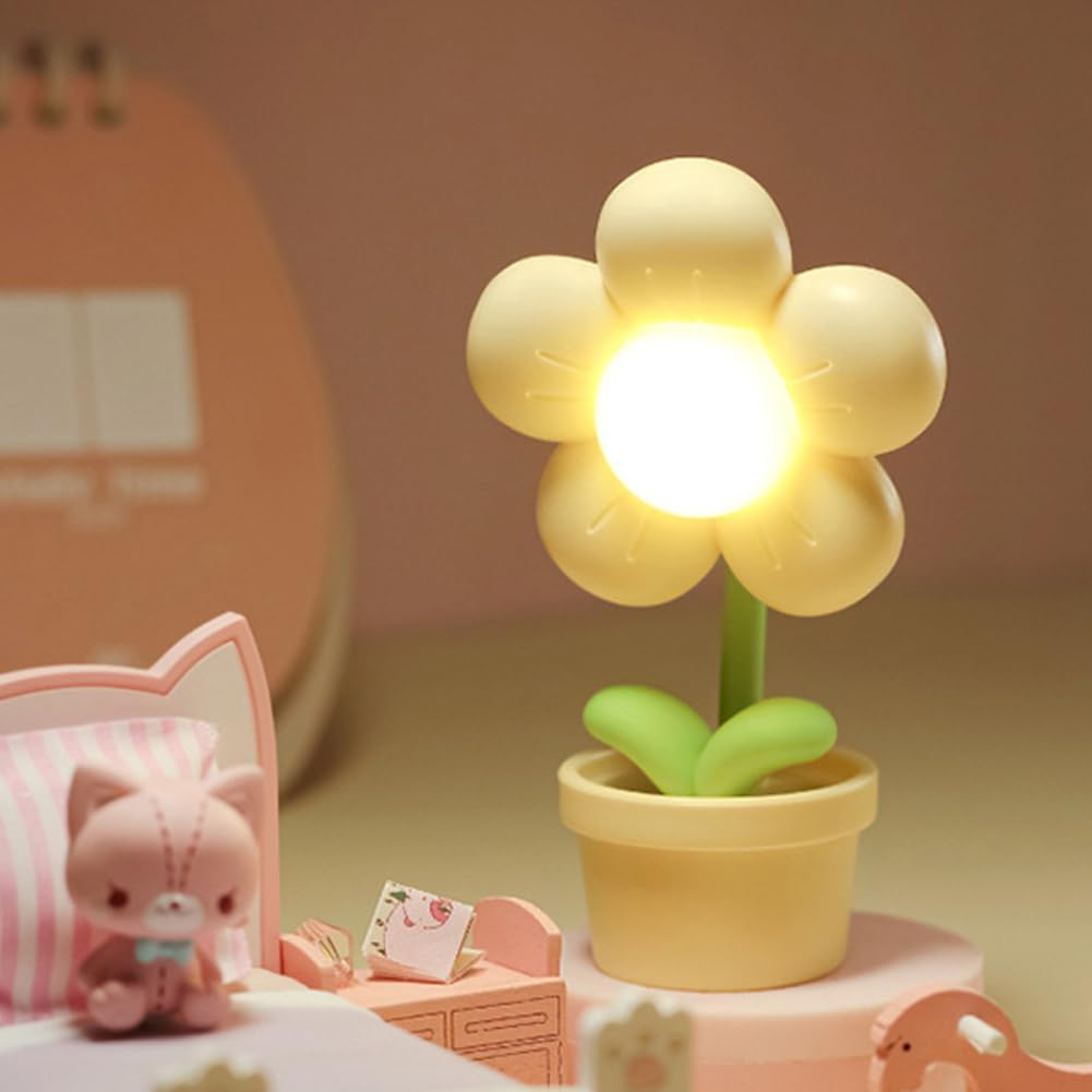 LINLIN Night Light Kids,Mini Cute Flower Night Lights,Creative Bedside Lamp Adjustable Cute Flower Ambient Light Night Lamp,Baby Night Light for Kids Boys Girls Childrens Students Gift