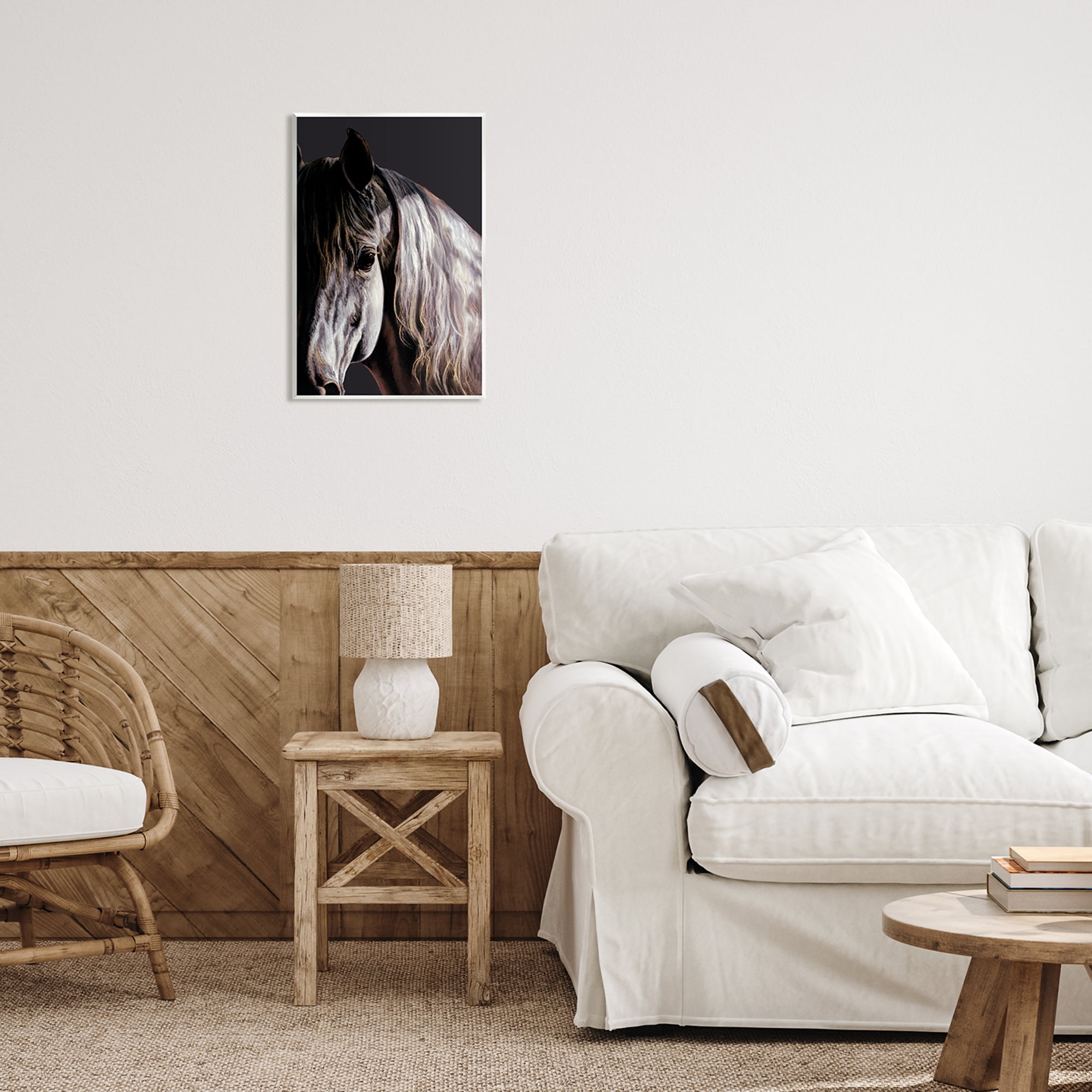 Stupell Industries Horse Portrait in Shadow Animals & Insects Painting Unframed Art Print Wall Art, 13 x 19
