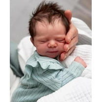 iCradle Cuddly Asleep Lifelike Reborn Baby Dolls 18 Inch 45cm Lovely Realistic Babies Soft Cloth Body Green Set Gift for Kids 3