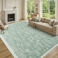 thumbnail image 2 of Garvee 9x12 Modern Floral Area Rugs Living Room Rug, Washable Botanical Printed Rug Low Pile Non-Slip Foldable Indoor Rug Carpet for Bedroom Farmhouse Dining Room, Light Green, 2 of 9