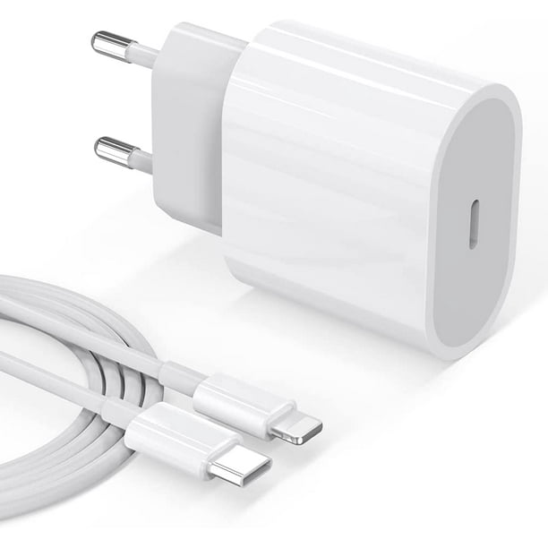 Cargador rápido de 20W para iPhone USB C Chzrgeur Apple 14 Plus (76,69*45,7*24,2 mm), 13 Pro Max, 12, 11, 8, X, XS, XR, SE Cargador rápido Cable de carga rápida tipo C Cable de recarga Rcmcharge