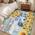 thumbnail image 4 of Area Rug for Living Room, Sunflowers Trucks Non-Slip Indoor Large Carpet for Bedroom/Dining Room, Spring Farmhouse Eucalyptus Teal Wood Washable Low-Profile Rectangle Floor Runner Rugs - 4 x 6 Ft, 4 of 8