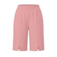 thumbnail image 4 of Hilenly Bermuda Shorts for Women Knee Length Split Cotton Shorts Casual Loose Summer Long Shorts with Pockets, 4 of 10