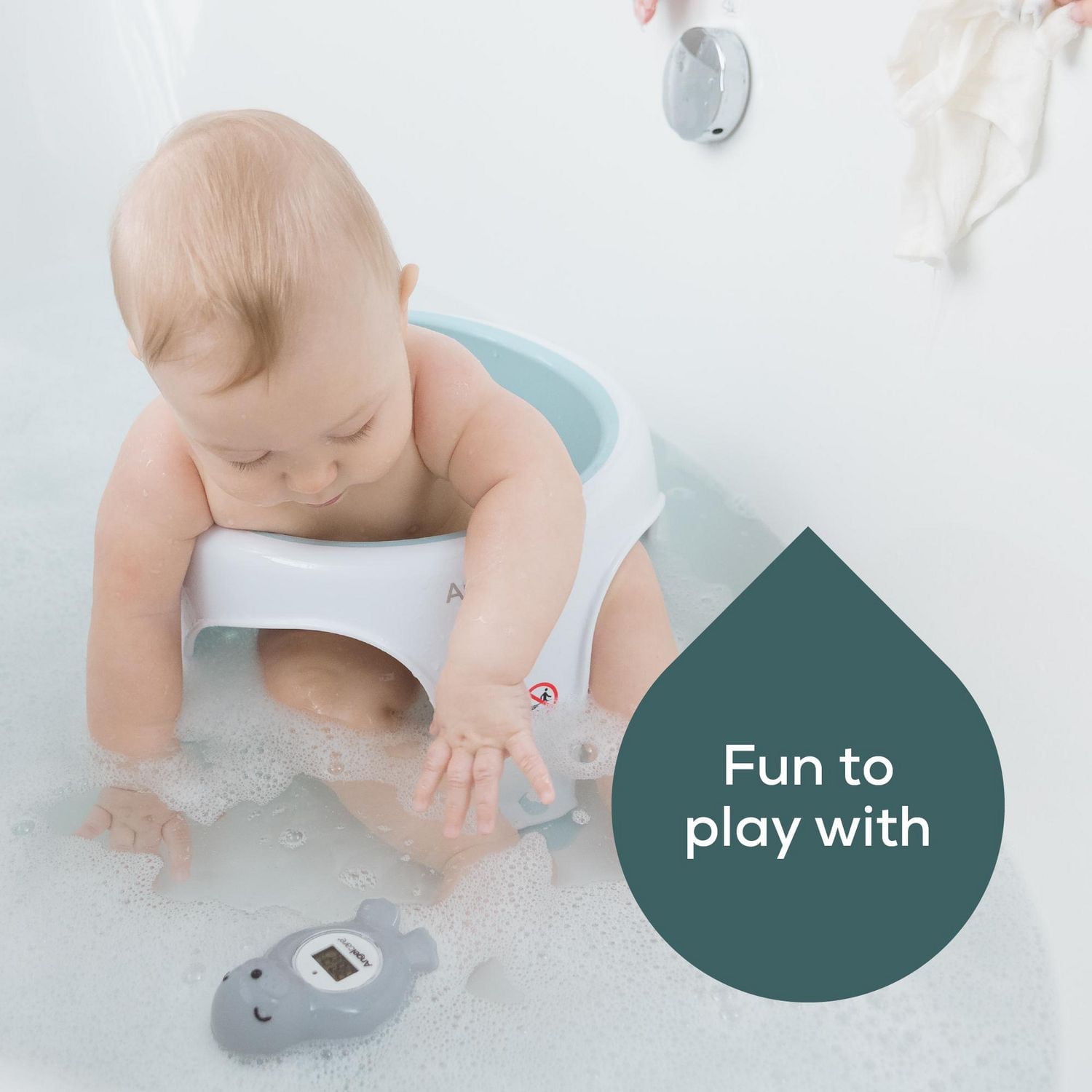 Angelcare® Baby Bath & Room Thermometer with Flashing Red Hot Alert, Cold Display, Auto-off, Shake Activation, Battery Included