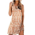 thumbnail image 2 of POTETI Womens Dresses Summer Orange Mini Dresses Casual Sexy Crew Neck Printing Dresses Summer Sleeveless Pullover Dress Sundresses for Juniors, 2 of 5