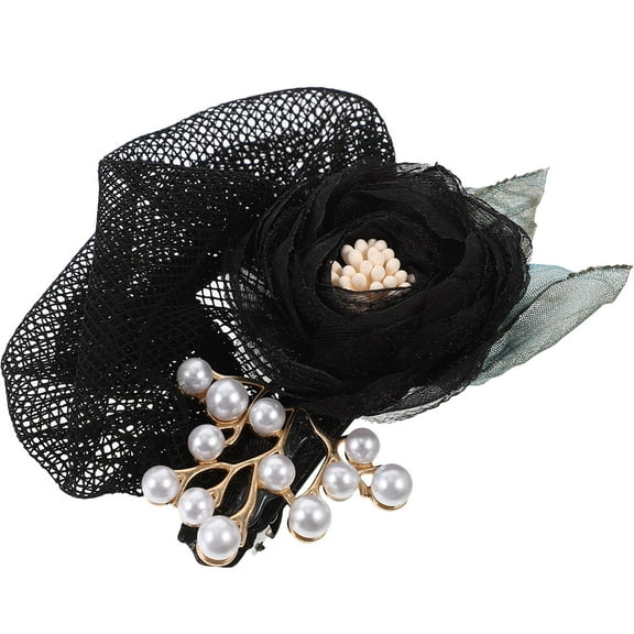 LOLIPPYY Durable Black Flower Hair Bun Cover for Women's Supple Fabric Hair Net Ideal for Work 1 Count