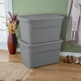 thumbnail image 4 of Sterilite 114 Liter Tote, Large Plastic Storage Bin with Snap-on Lid, Stackable, Gray, 4 of 9
